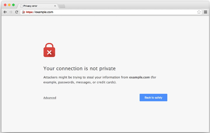 Chrome avviso sito non sicuro