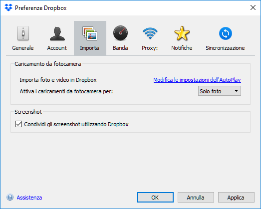 dropbox importa