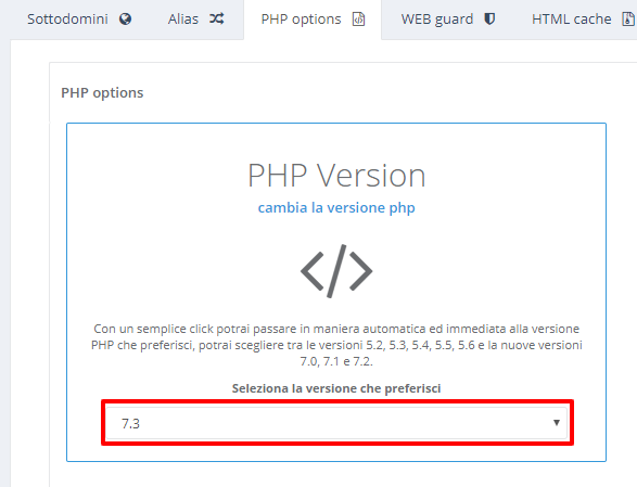 Configurazione MultiPHP