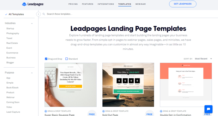 Landing page Leadpages