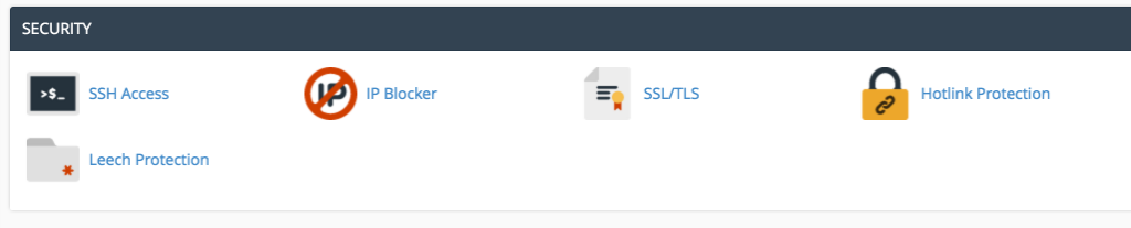 cPanel sicurezza: SSH, IP blocker, SSL, Hotlink e Leech Protection