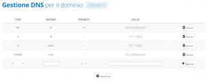 Gestione record DNS del dominio