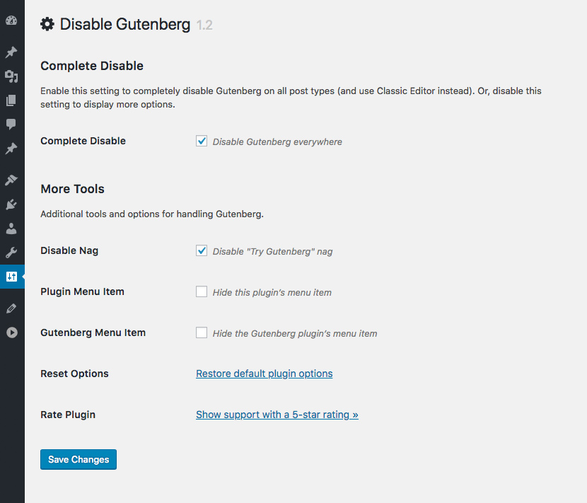 Plugin WordPress: Disable Gutenberg