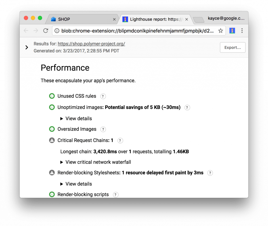 SEO Audit con Lighthouse: performance