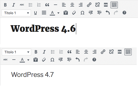 WordPress 4.7: nuovo editor