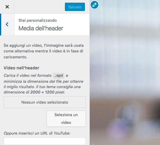 WordPress 4.7: video nell'header