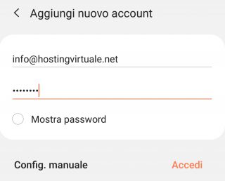 aggiungi nuovo account dati