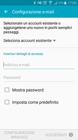 configurazione mail android
