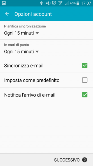 configurazione mail android varie