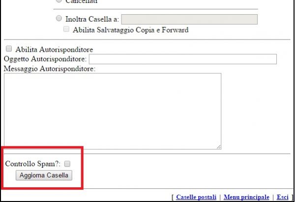 Controllare filtro antispam attivare