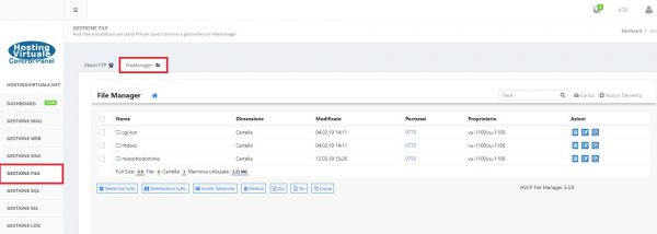 filemanager pannello hvcp