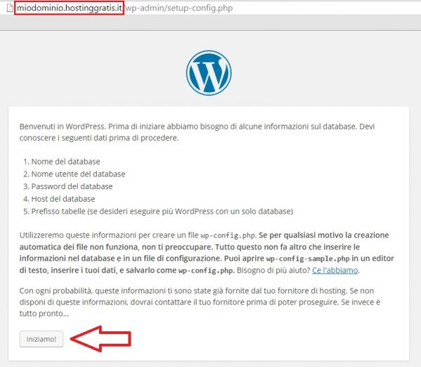 installazione wordpress sul sito