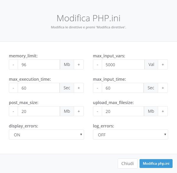 modifica direttive php hvcp