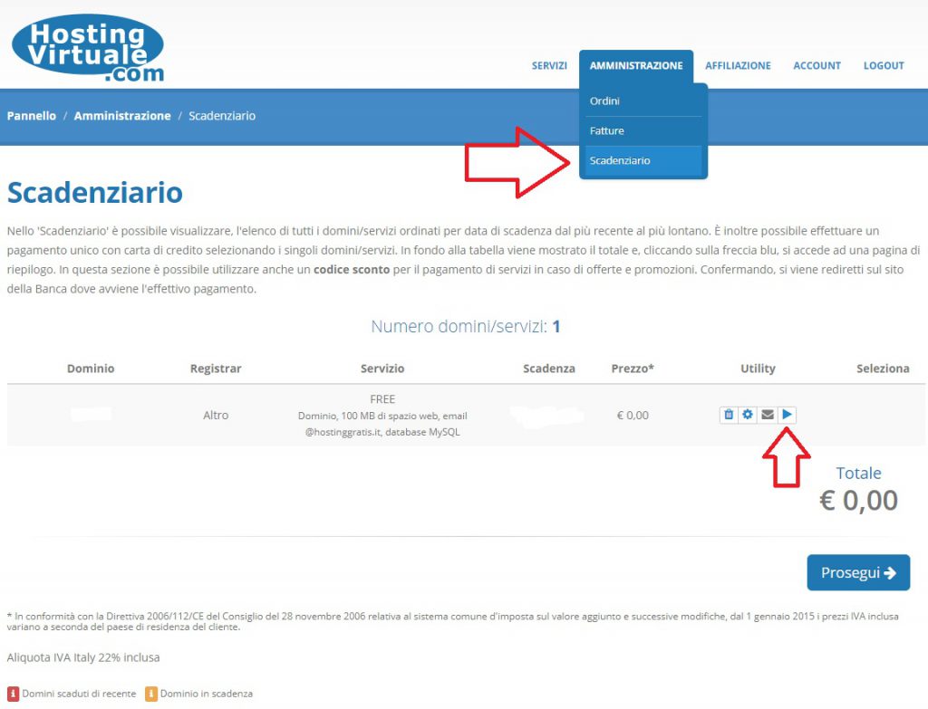 richiesta registrazione dominio