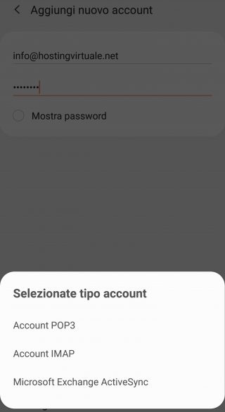 selezionare tipo account