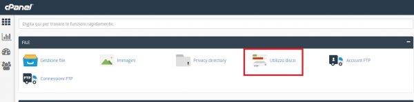 utilizzo disco cpanel